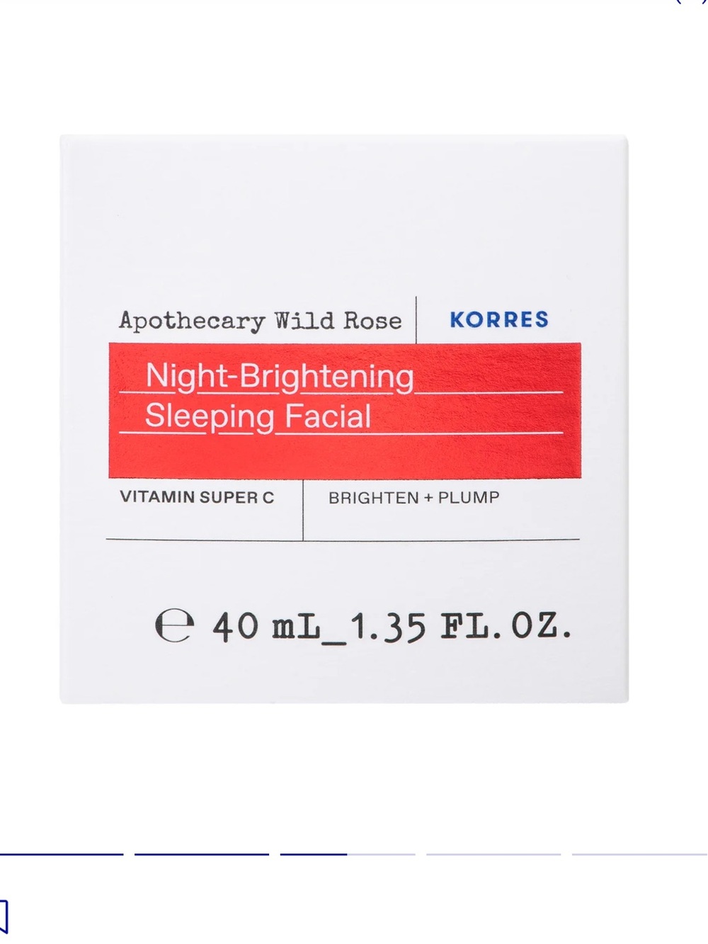Korres Apothecary Wild Rose Night-Brightening Sleeping Facial, NEW, MSRP $55